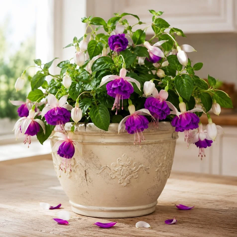 Pink Purple Fuchsia Live Plant - 4-6 inch Tall, 5 Inch Pot, Vibrant Flowers - Image 1