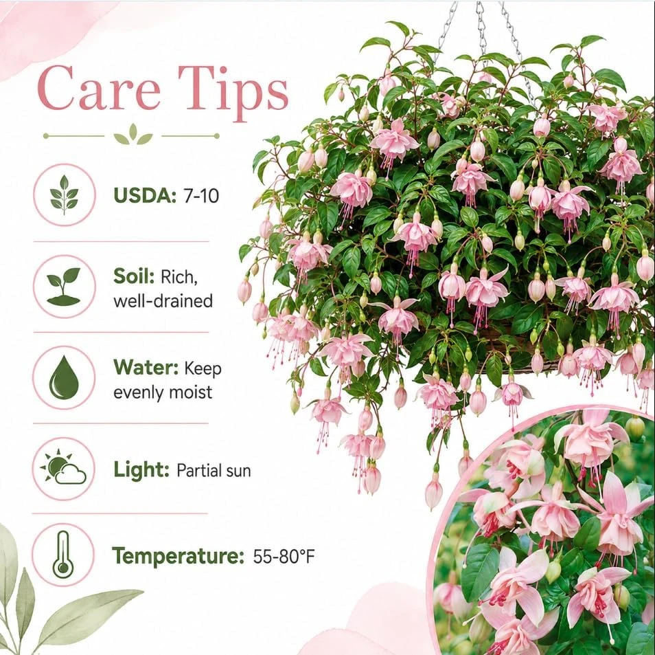 Pink White Fuchsia Live Plant – 4-6 inch Tall – 5 Inch Pot – Outdoor/Indoor - Image 4