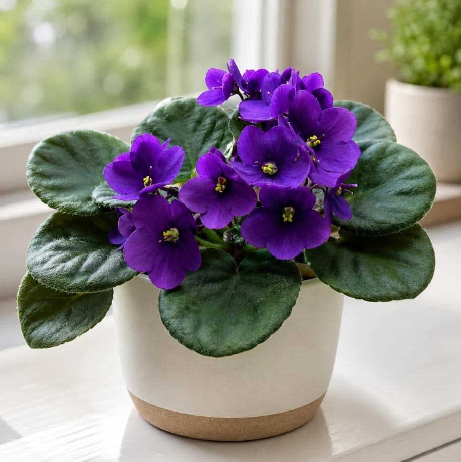 Purple African Violet Live Plant - 3-5 Inches Tall, 4 Inch Pot - Indoor Flowering Plant - Image 3