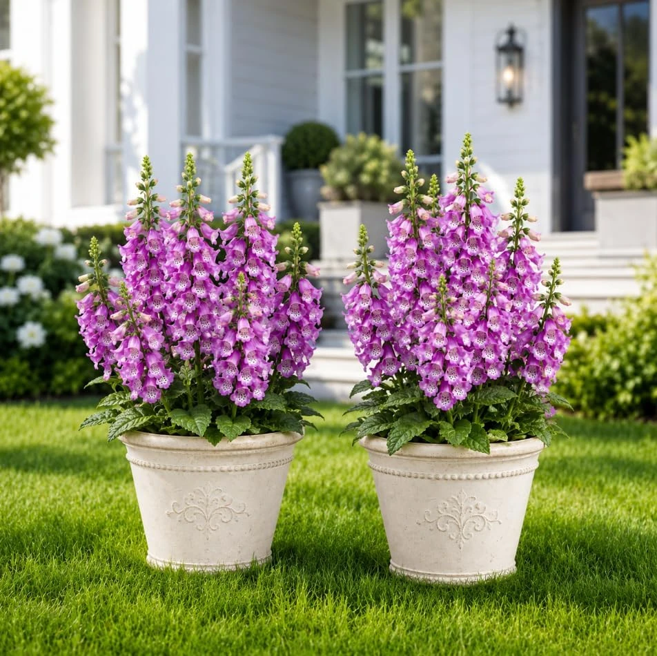 Purple Foxglove Live Plant Set of 2, Hardy Perennial, 2-4 Inch Tall, 3 Inch Pot - Image 1