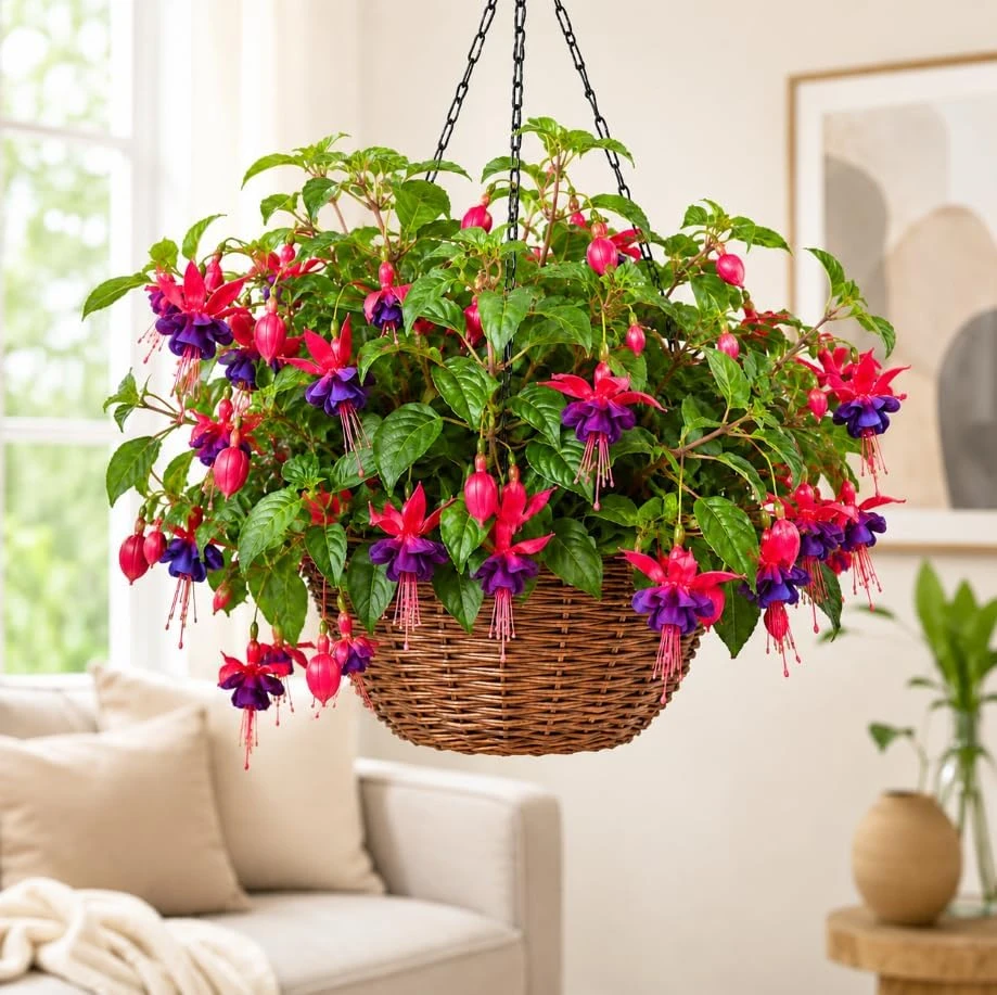 Purple Fuchsia Live Plant – 4-6 inch Tall – 6 Inch Pot – Home Garden - Image 1