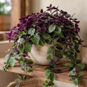 Purple Swedish Ivy Live Plant - 2 Plants Per Pot, 3-6 Inch Tall, 4 Inch Pot, Easy Care Trailing Houseplant - Image 1