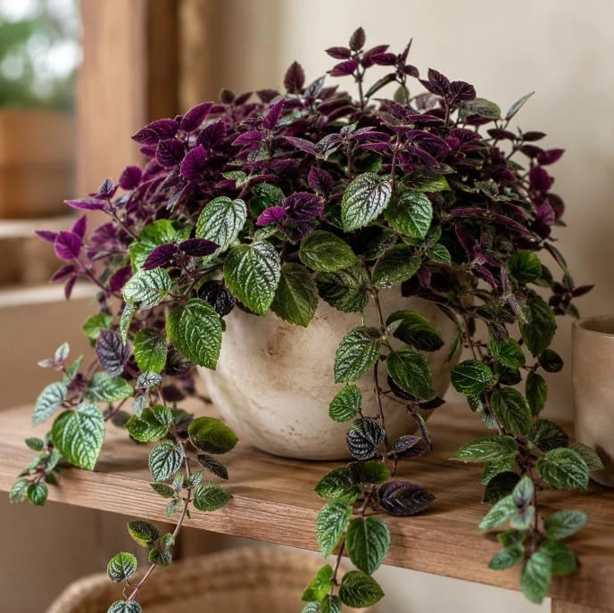 Purple Swedish Ivy Live Plant - 2 Plants Per Pot, 3-6 Inch Tall, 4 Inch Pot, Easy Care Trailing Houseplant - Image 1