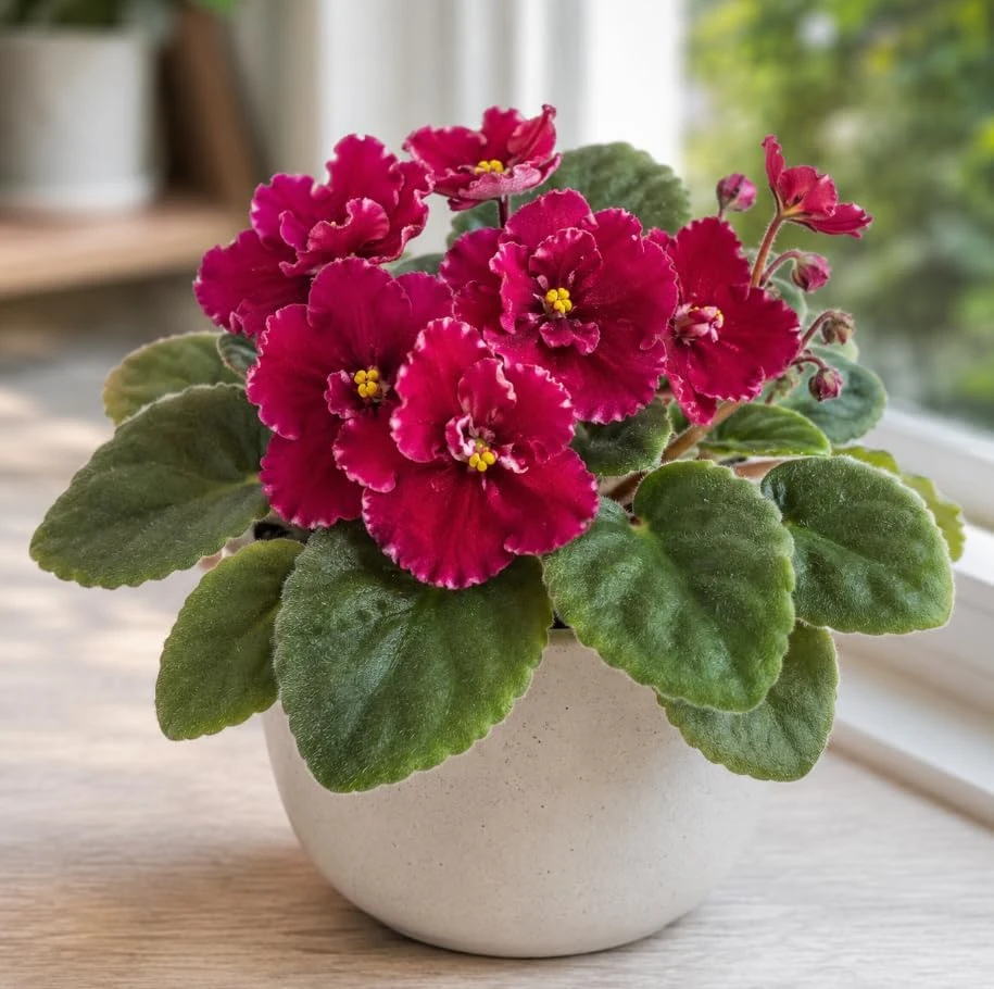 Red African Violet Live Plant - 3-5 Inches, 4 Inch Pot, Indoor Flowering Houseplant - Image 4