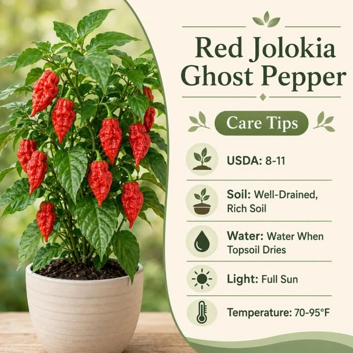 Red Bhut Jolokia Ghost Pepper Live Plants - Pack of 2, 3-5 Inch Tall Seedlings for Patio & Garden - Image 3