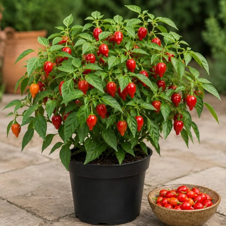 Red Biquinho Pepper Live Plants - 2 Pack, 3-6 Inch Tall Chili Seedlings for Garden - Image 1