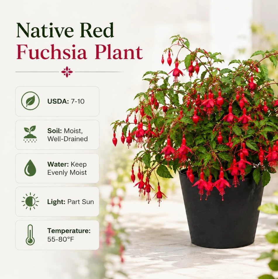 Red Fuchsia Live Plant - 4-6 inch Tall, 5 Inch Pot, Red Flowers - Image 4