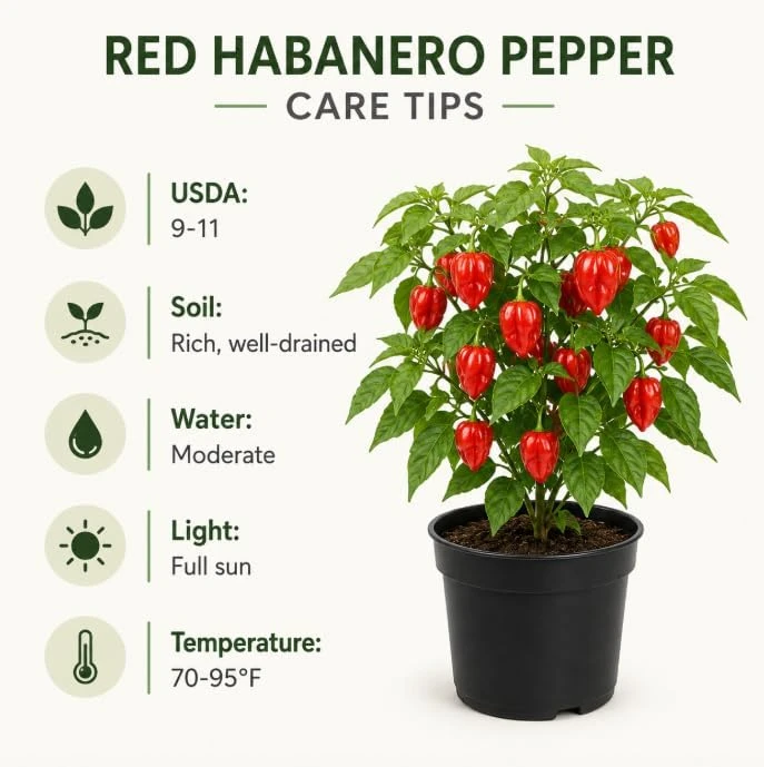 Red Habanero Pepper Live Plants - 2-Pack Hot Chili Seedlings 3-6 Inches Tall for Garden & Containers - Image 3