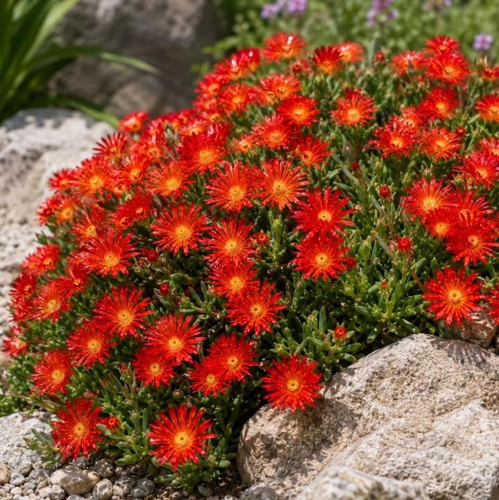 Red Ice Plants Live Plant, 2 Pots, 3-6 Inch Tall Succulent Ground Cover, Bright Red Flowers - Image 5