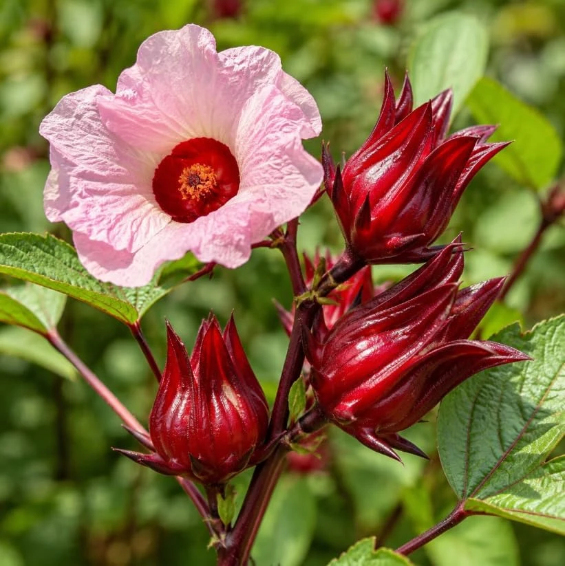 Red Roselle Live Plant Set - 2 Jamaican Hibiscus Plants in 4 Inch Pot, 6-10 Inches Tall, Outdoor - Image 4