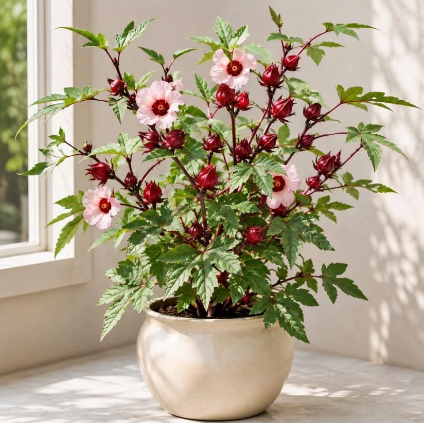 Red Roselle Live Plant Set - 2 Jamaican Hibiscus Plants in 4 Inch Pot, 6-10 Inches Tall, Outdoor - Image 7