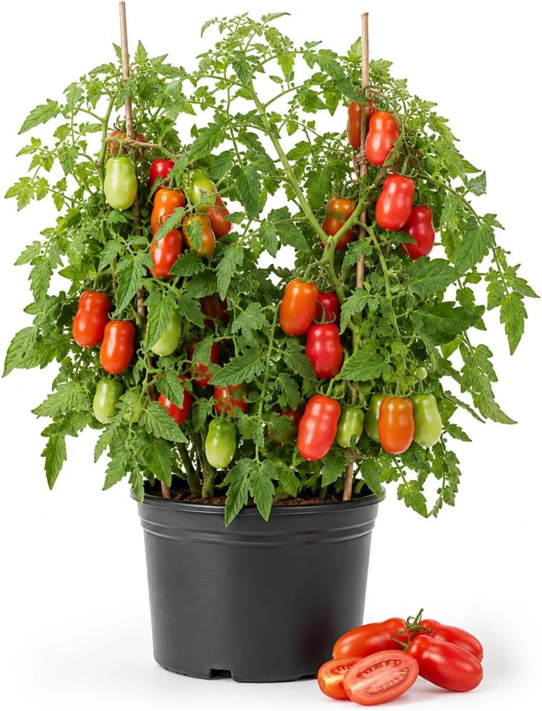 San Marzano Tomato Live Plant - 4 Inch Pot, 4-6 Inch Tall Starter Seedling for Outdoor Garden - Image 1