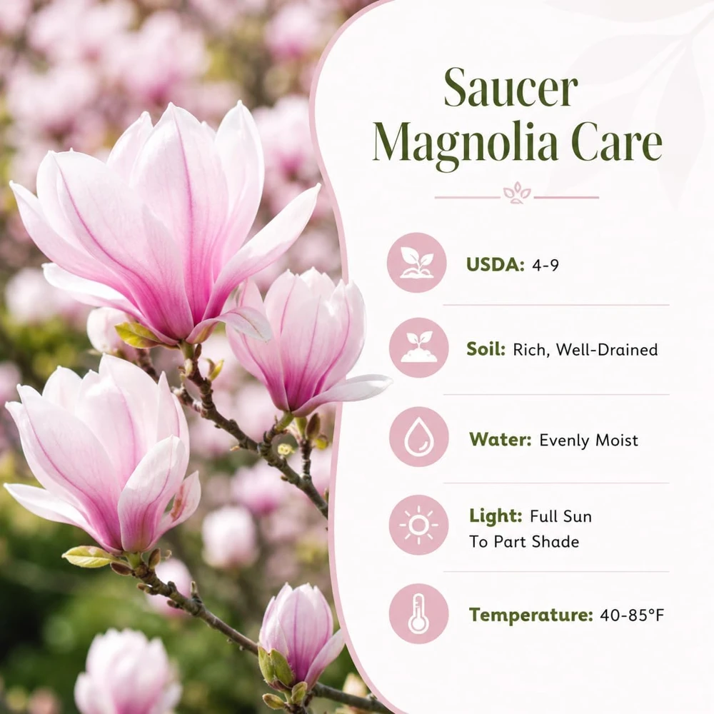 Saucer Magnolia Live Plant - Fragrant Bush Flowers, 5-10 Inch Tall, 2.5 Inch Pot - Image 5