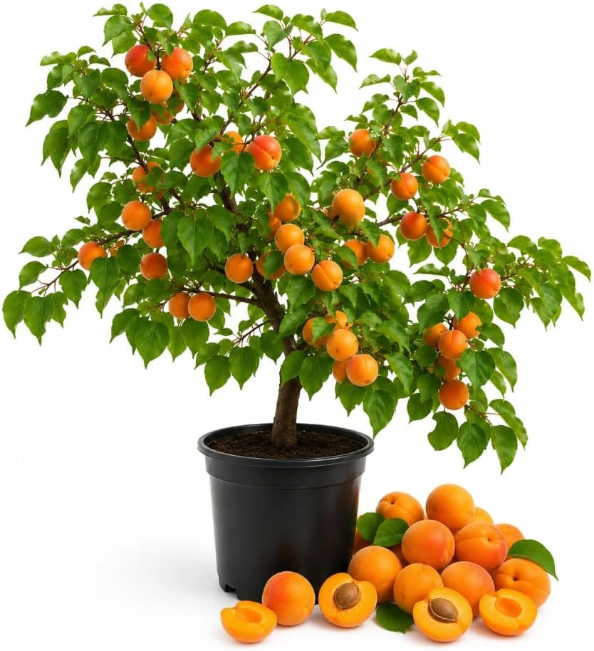 Set of 2 Apricot Trees – 1-2 Ft Bare Root Plants – Sweet Gold Red Fruit – Outdoor - Image 1