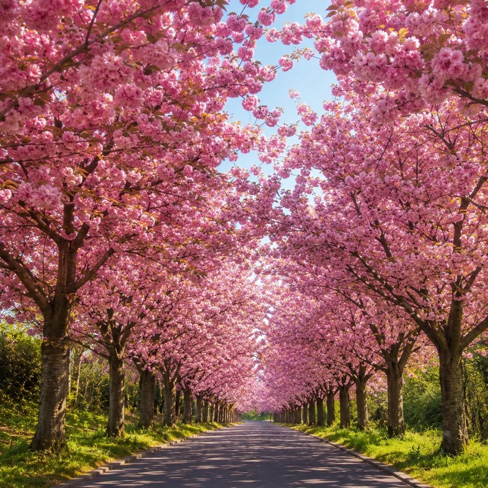Set of 2 Kwanzan Cherry Trees Live Plants, 2.5 Inch Pot, Perennial Blossom Saplings - Image 1
