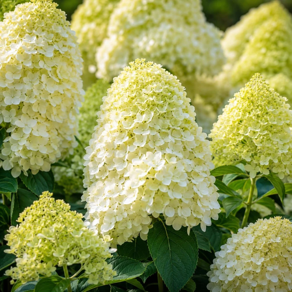 Set of 2 Limelight Hydrangea Tree Live Plant, Lime-Green Blooms, 5-10 Inch Tall, 2.5 Inch Pot, Outdoor - Image 1