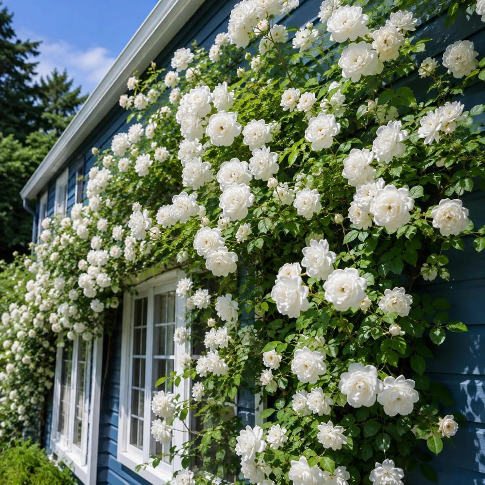 Set of 2 White Climbing Roses Live Plants - Fragrant Perennial Rose Bush, 2-4 Inch Tall, Outdoor - Image 3