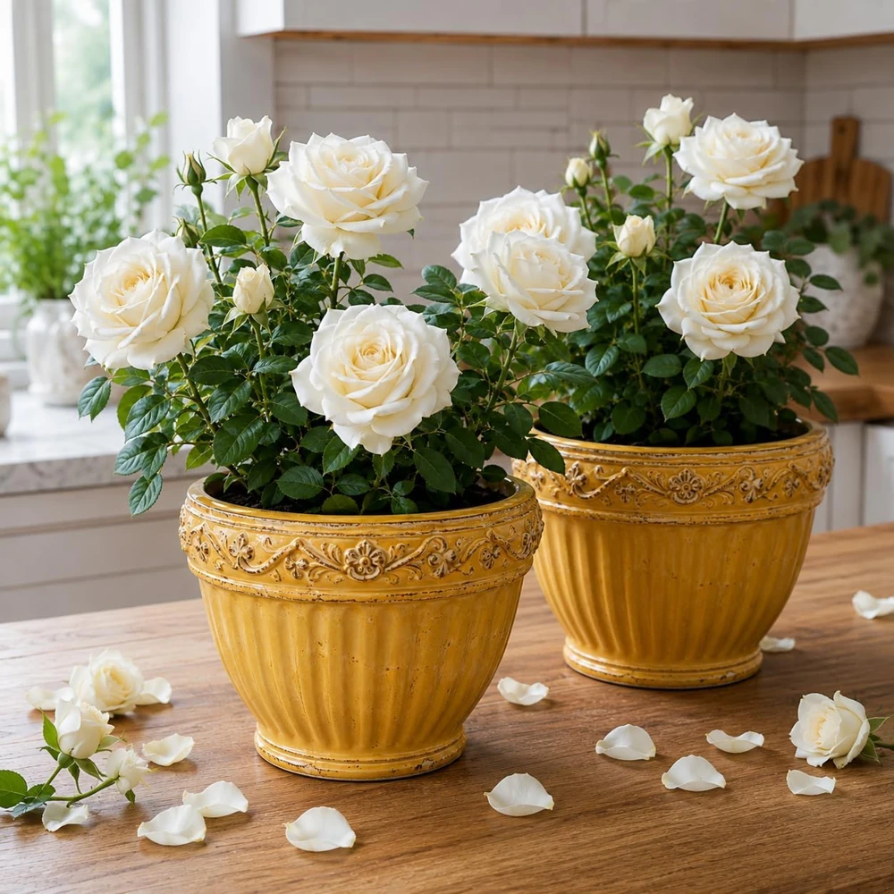Set of 2 White Climbing Roses Live Plants - Fragrant Perennial Rose Bush, 2-4 Inch Tall, Outdoor - Image 1