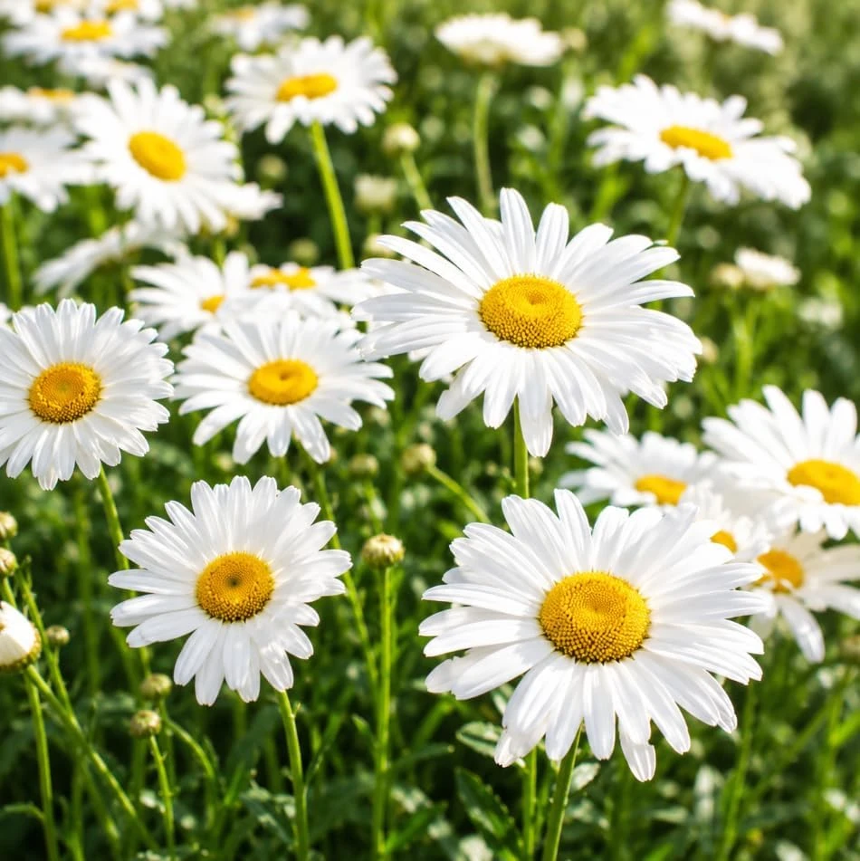 Set of 2 White Daisy Live Plants for Outdoor Garden, 3-5 Inch Tall - Image 1