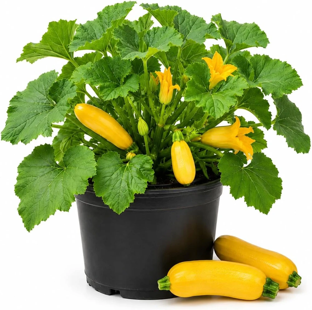 Set of 2 Yellow Summer Squash Live Plants - 4-6 Inch Zucchini Starter Seedlings for Garden - Image 1