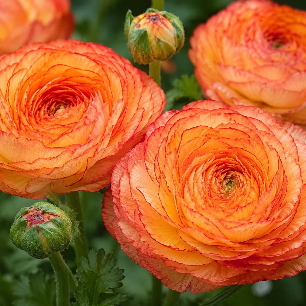Set of 25 Picotee Orange Ranunculus Bulbs – Vibrant Double Blooms - Image 2