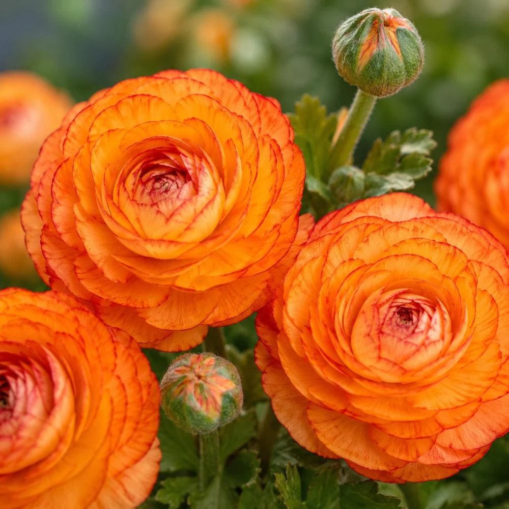 Set of 25 Picotee Orange Ranunculus Bulbs – Vibrant Double Blooms - Image 1