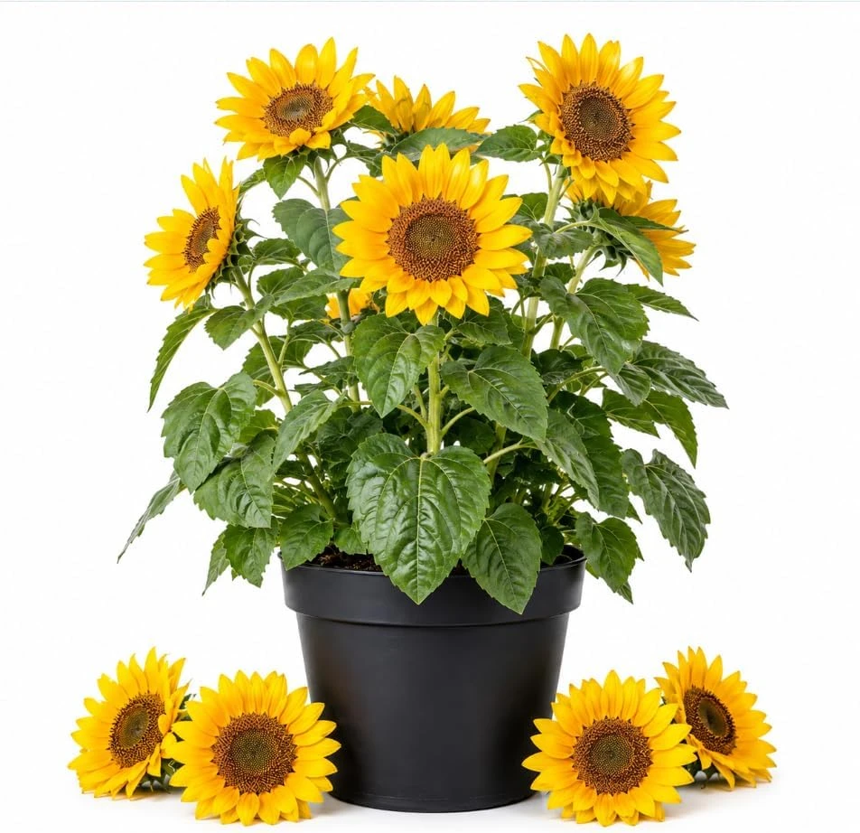 Sunflower Live Plant – Young Seedling, Yellow Blooms, 2-5 Inch Tall in Pot - Image 1