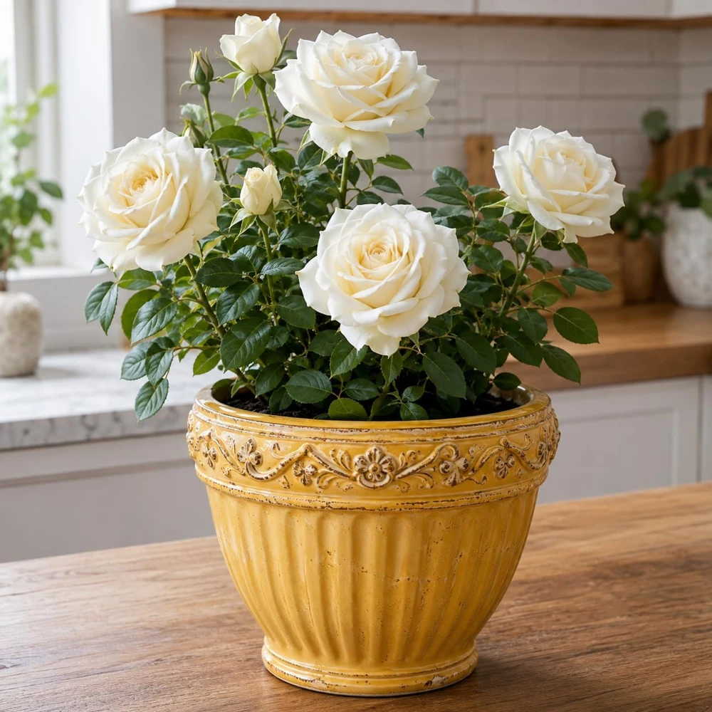 White Climbing Roses Live Plant - Fragrant Perennial Rose Bush - 2-4 Inch Tall - Image 1