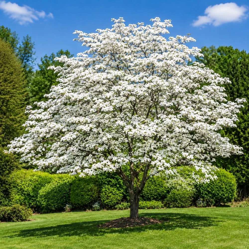 White Dogwood Live Plant - Flowering Ornamental Tree, 6-12 Inch, Quart Pot - Image 1