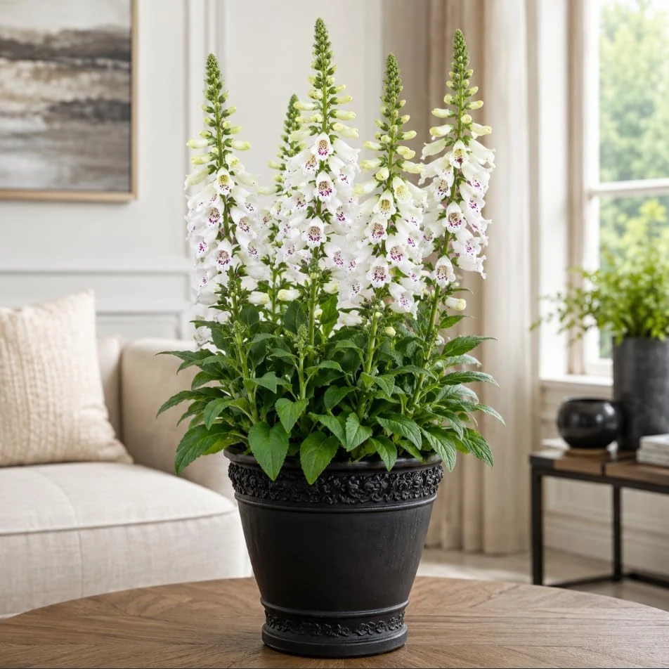 White Foxglove Live Plant - Hardy Perennial, 2-4 Inch Tall, 3 Inch Pot, Outdoor - Image 1