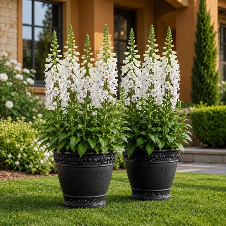 White Foxglove Live Plants - Set of 2, Perennial, 2-4 Inch Tall, 3 Inch Pot - Image 1