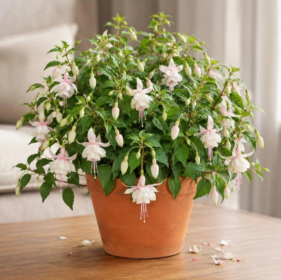White Fuchsia Live Plant - 4-6 inch Tall, 5 Inch Pot - Indoor/Outdoor Garden - Image 1