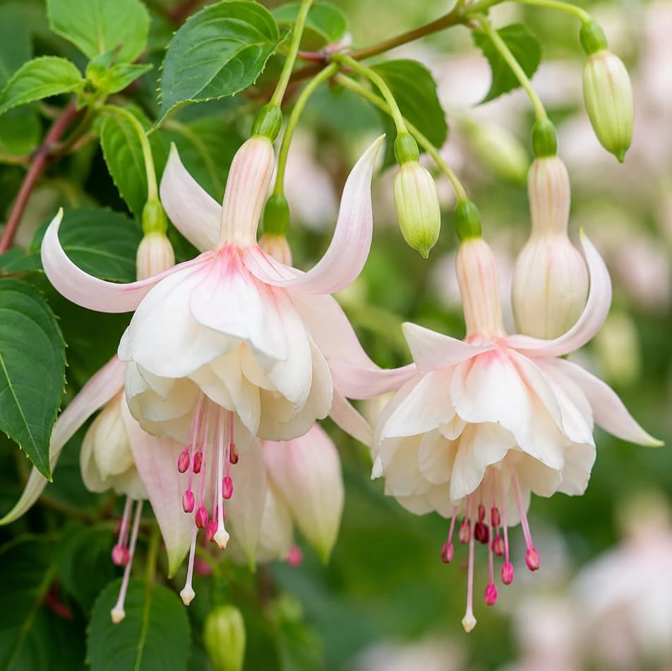 White Fuchsia Live Plant – White Purple Flowers – 4-6 Inch Tall – 5 Inch Pot - Image 1