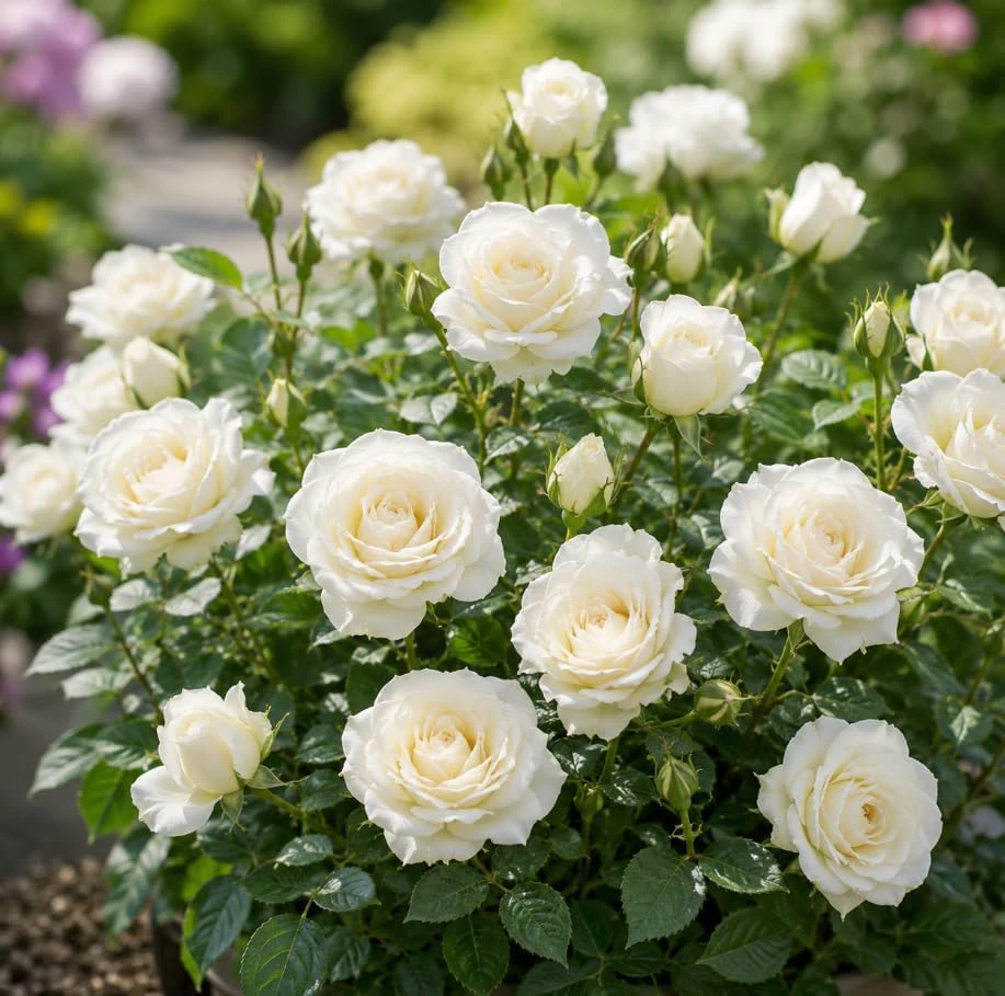 White Miniature Rose Live Plant, 4-6 Inches Tall, 4 Inch Pot - Compact Bush for Patio & Garden - Image 2