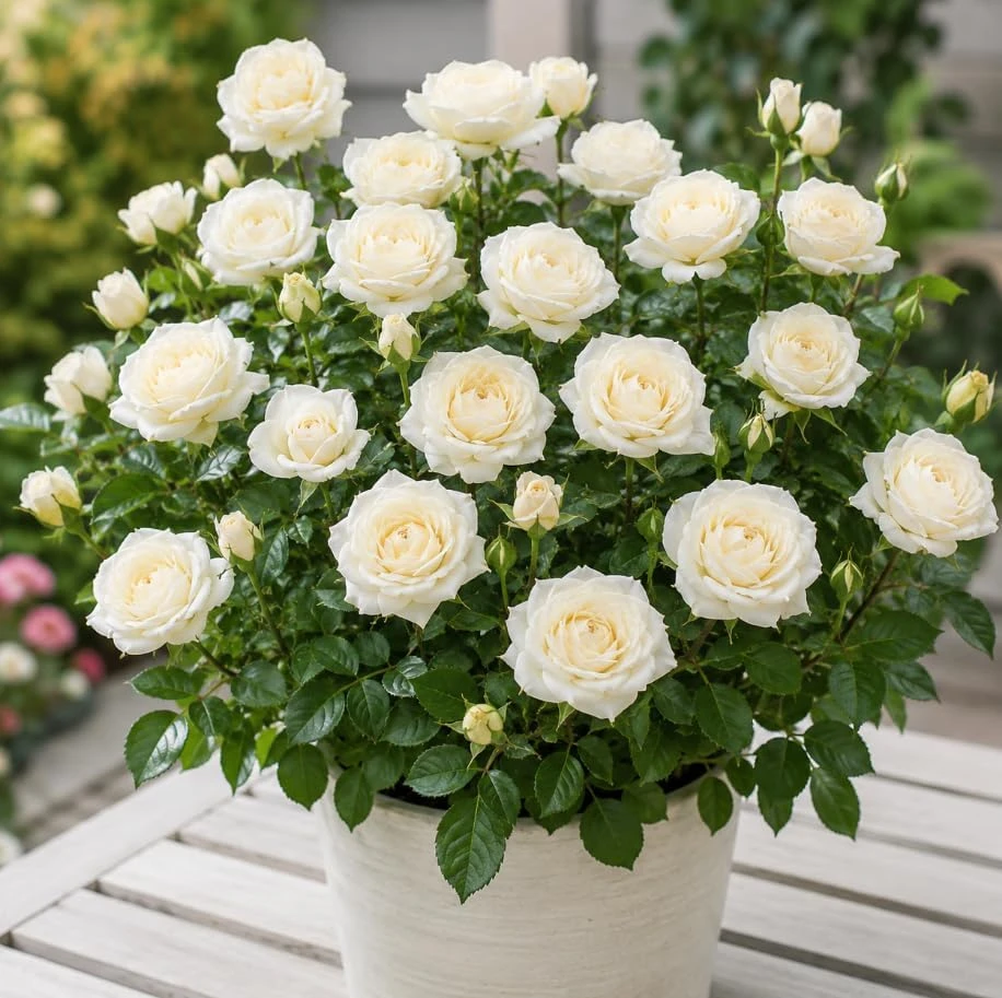 White Miniature Rose Live Plant, 4-6 Inches Tall, 4 Inch Pot - Compact Bush for Patio & Garden - Image 3