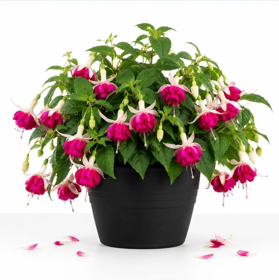 White Pink Fuchsia Live Plant - 4-6 Inch Tall, 6 Inch Pot - Outdoor Flower - Image 1