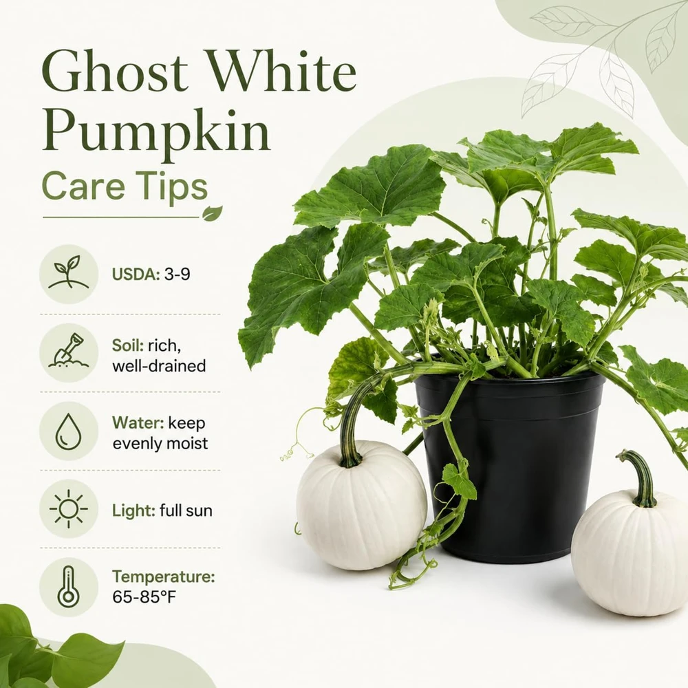 White Pumpkin Live Plant for Planting, Winter Squash Vegetable, 2-4 Inch Tall - Image 5