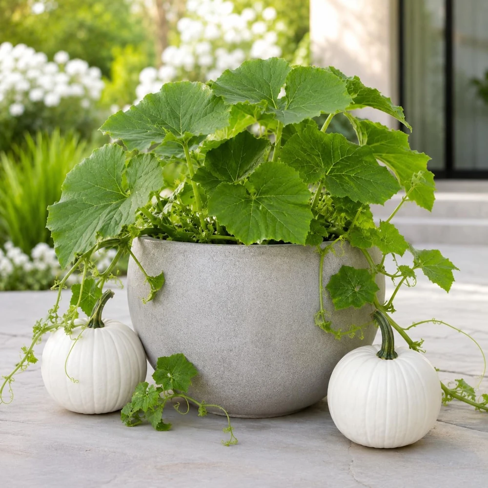 White Pumpkin Live Plant for Planting, Winter Squash Vegetable, 2-4 Inch Tall - Image 7