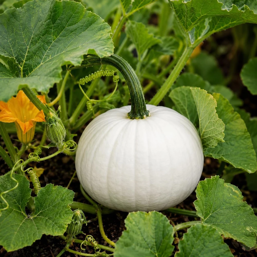 White Pumpkin Live Plant – Winter Squash Vegetable – 2-4 Inch Tall – Outdoor Garden - Image 1
