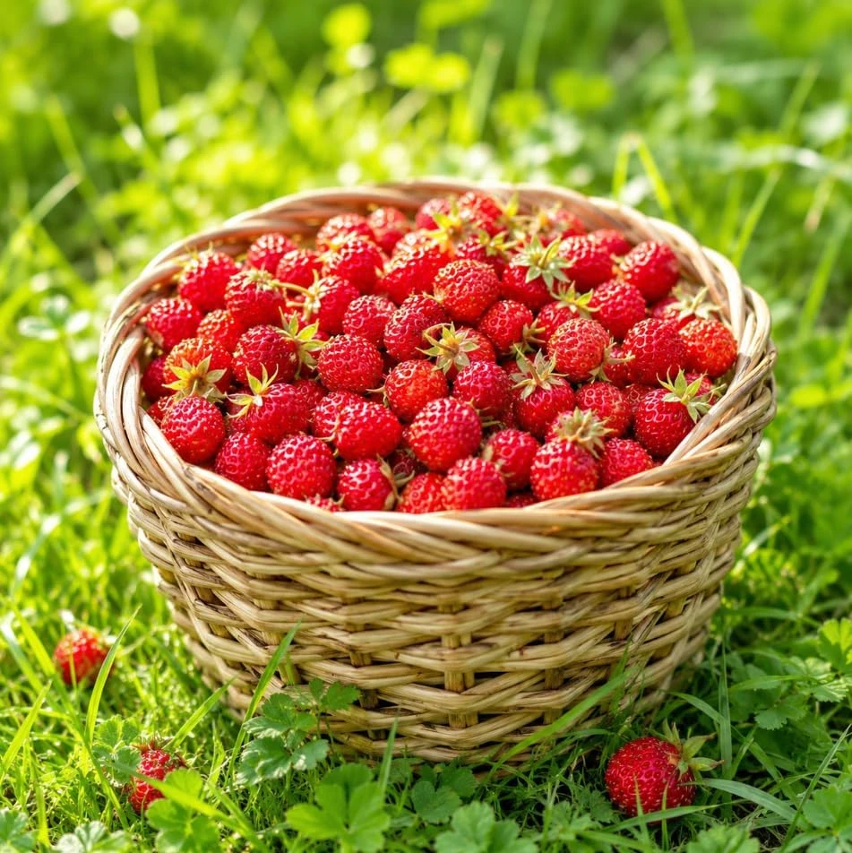 Wild Strawberry Live Plants - Set of 2, Sweet Berry Bushes, 4-6 Inch Tall, 3 Inch Pot, Outdoor - Image 1
