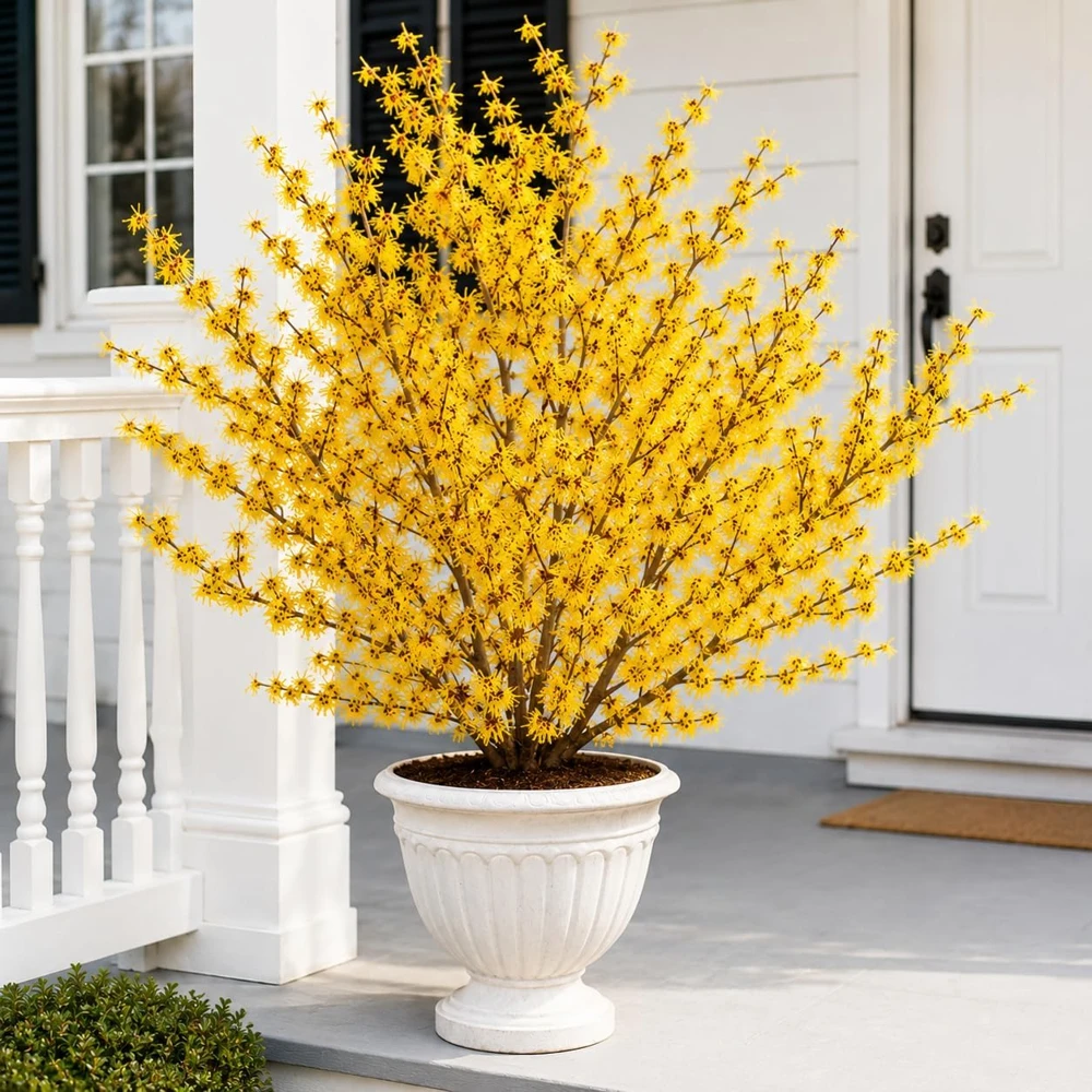 Witch Hazel Live Plant, Hamamelis Tree, Yellow Flower, 6-12 Inch Tall, Quart Pot, Outdoor - Image 1