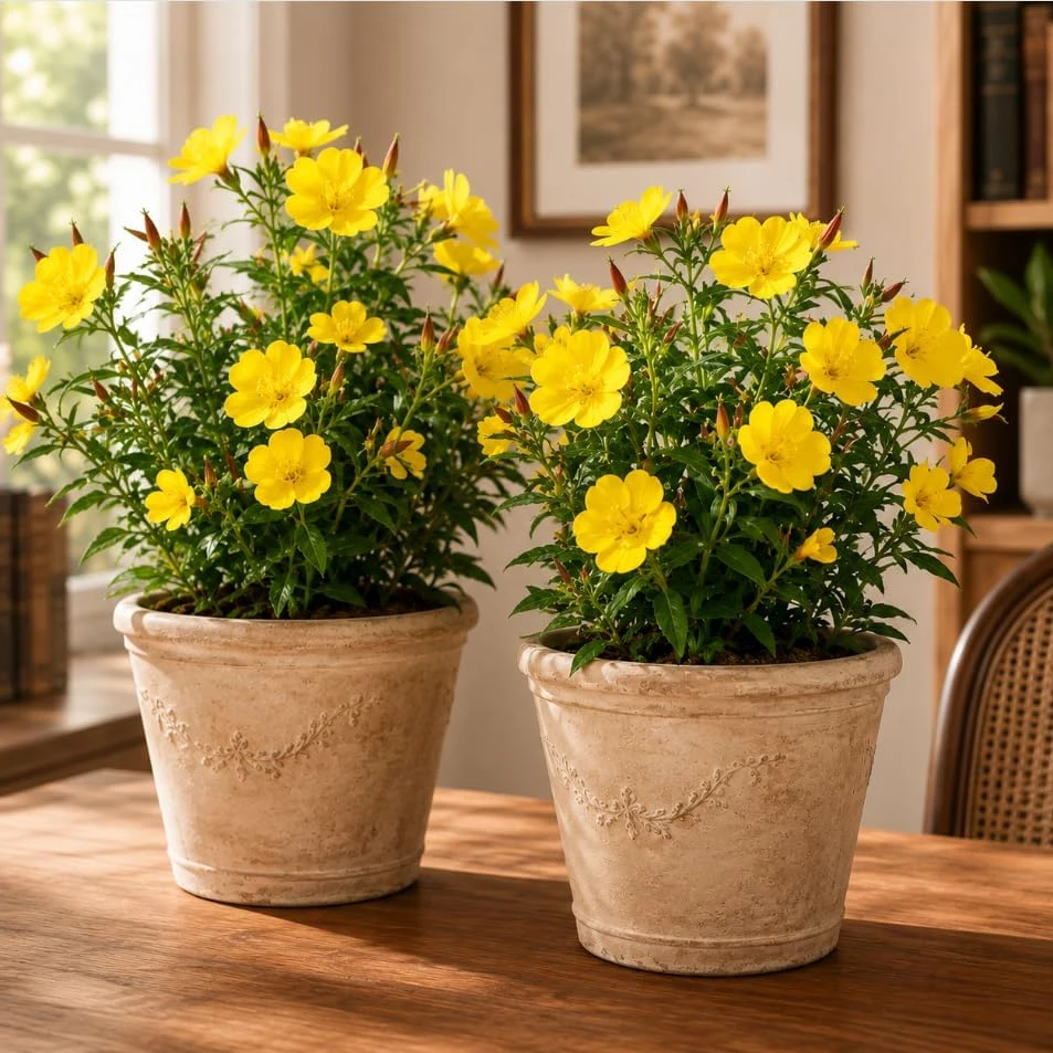 Yellow Evening Primrose Live Plant - Set of 2 - 2-4 Inch Tall, 3 Inch Pot - Image 1