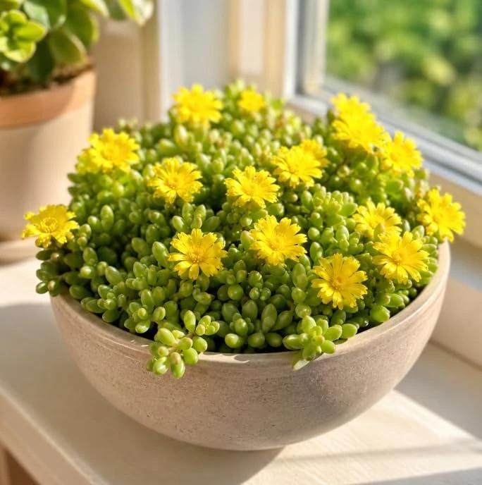 Yellow Ice Plant Live 3-6 Inch Tall - Succulent Ground Cover, Bright Yellow Flowers in 4 Inch Pot - Image 1
