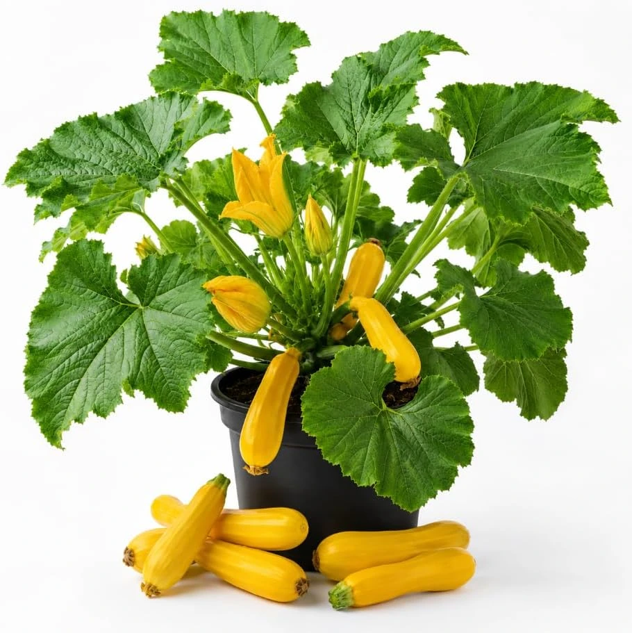 Yellow Zucchini Live Plants - 2 Pack, 4-6 Inch Summer Squash Seedlings for Outdoor Garden - Image 1