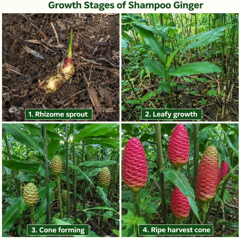 12 Awapuhi Shampoo Ginger Rhizomes - Zingiber Zerumbet Pinecone Roots for Outdoor Garden - Image 6