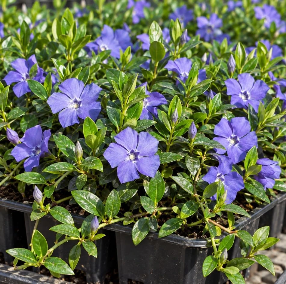 12 Blue Vinca Minor Live Plants - Hardy Perennial Ground Cover, 4-6" Long - Image 1