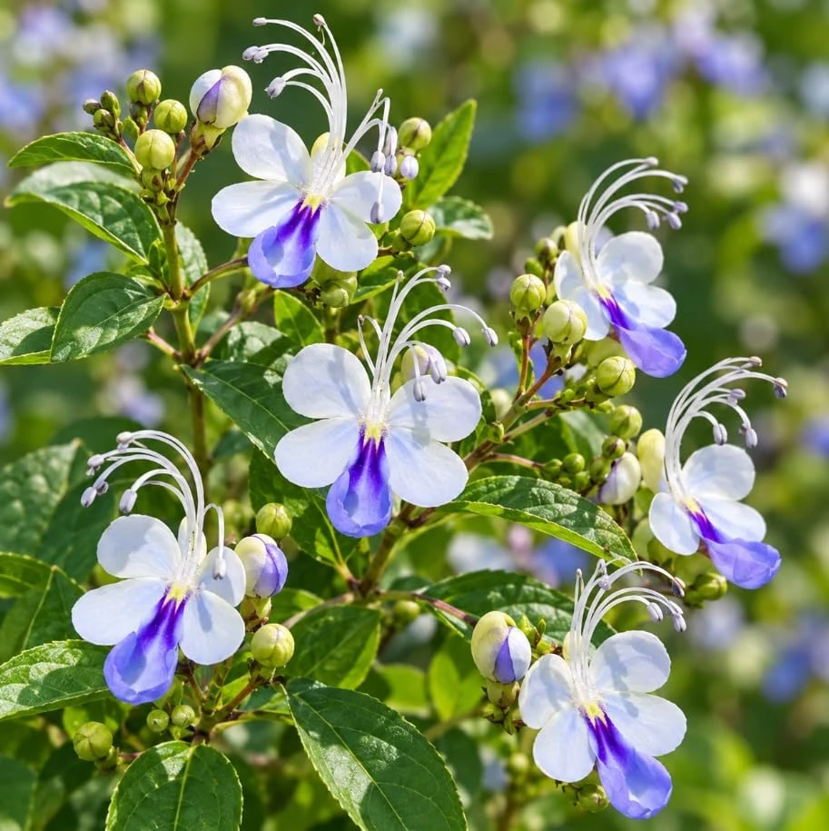2 Blue Butterfly Clerodendrum Live Plants, 4-8 Inches, Tropical Flowering Shrub - Image 2