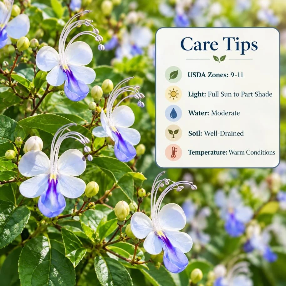 2 Blue Butterfly Clerodendrum Live Plants, 4-8 Inches, Tropical Flowering Shrub - Image 5