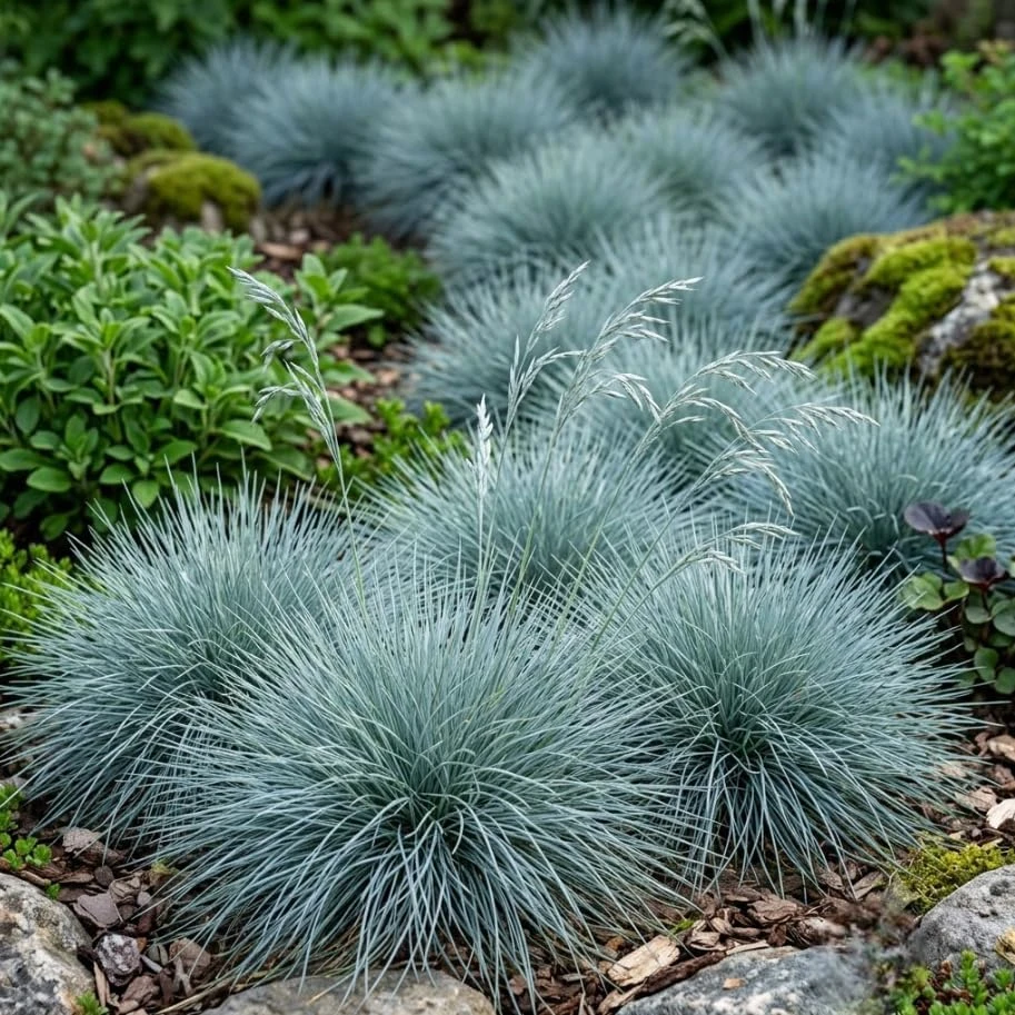 2 Blue Fescue Grass Live Plants – Ornamental Dwarf Grass – 4 Inch Pot – Outdoor - Image 1