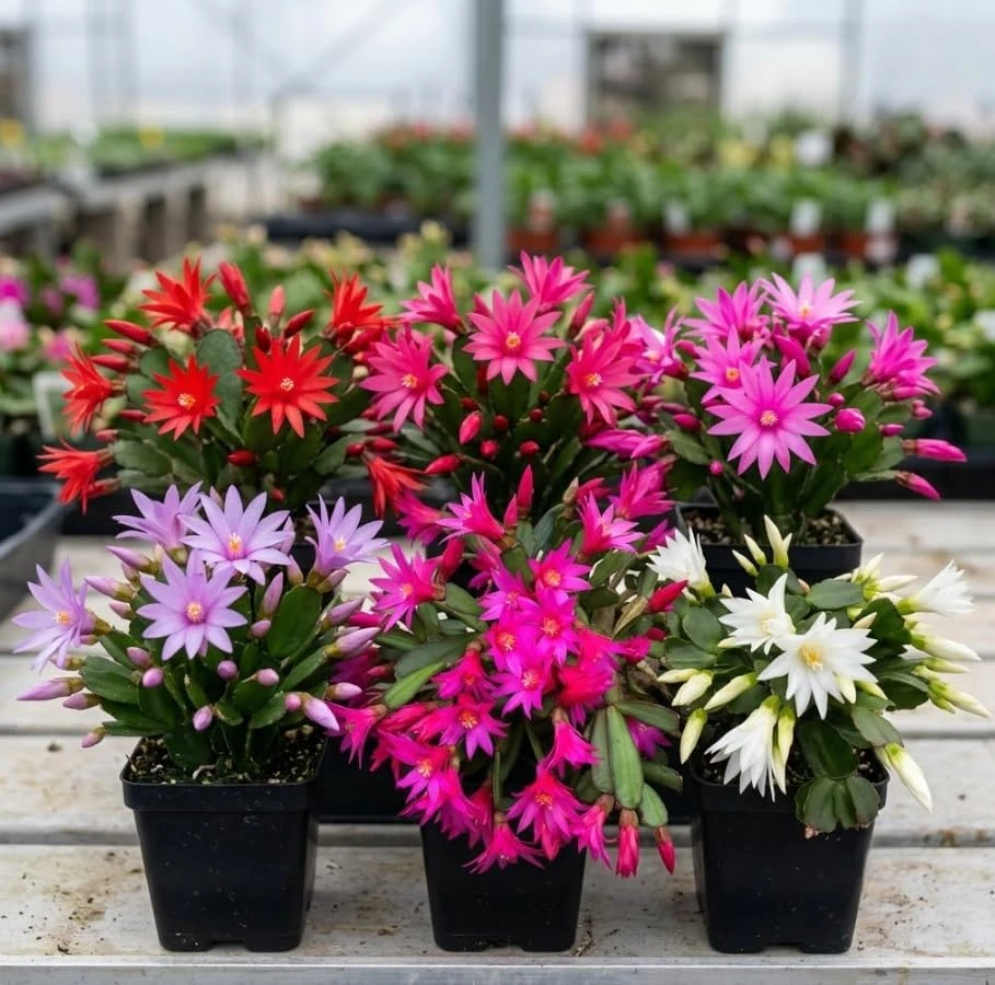 2 Easter Cactus Live Plants, Rhipsalidopsis, 2-inch Pot, Assorted Color Flowering Succulent Houseplants - Image 1